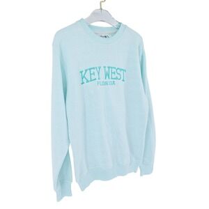Esy Surf Co Key West Florida Graphic Crewneck Sweatshirt Pullover Light Blue M